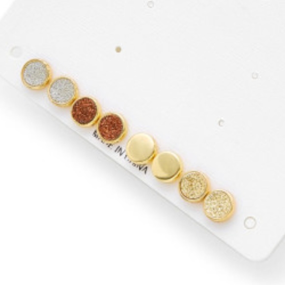 Four Color Round Stud Earring Set 4Pair - Picture 3 of 8